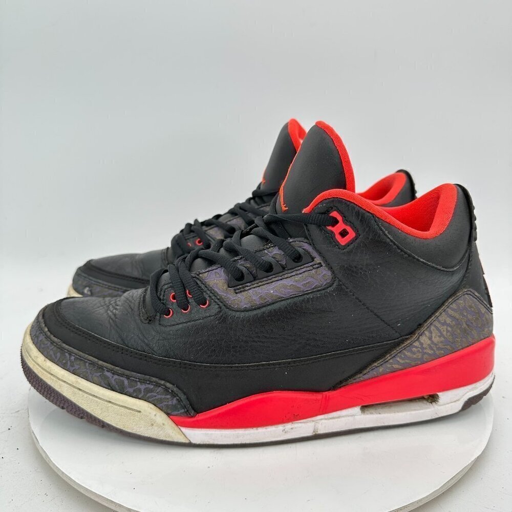 Jordan Air Jordan 3 Retro Men Size 12 136064-005 Black Red Bright Sneakers